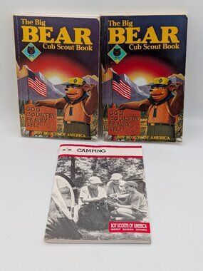 Lot 3 Boy Scouts of America Big Bear Cub Scout Books & Camping Merit Badge Book